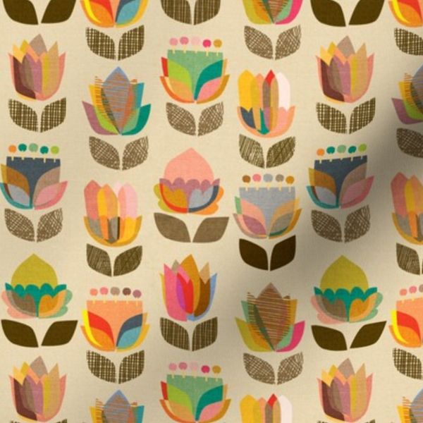 Mid-Century Flowers-Directional Kaleidoscope-10142102