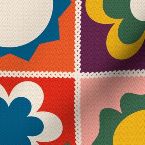 Retro Flowers Crochet Granny Squares