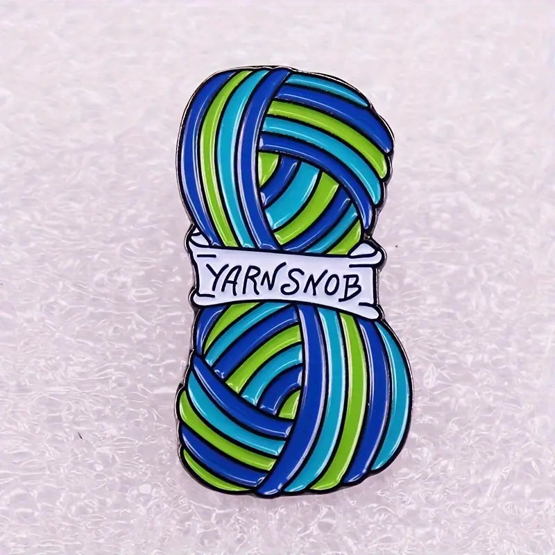 Whimsical Rainbow Yarn Ball and Kitten Pin