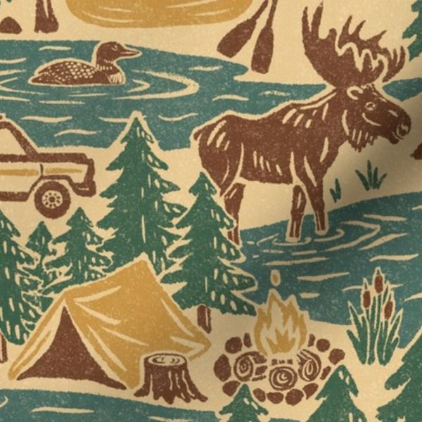 North Country Summer - extra large - red brown green and teal (Copy)