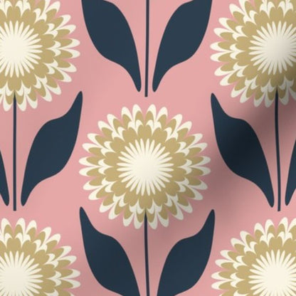 Bold Geometric Zennia Flower - Pink & Gray