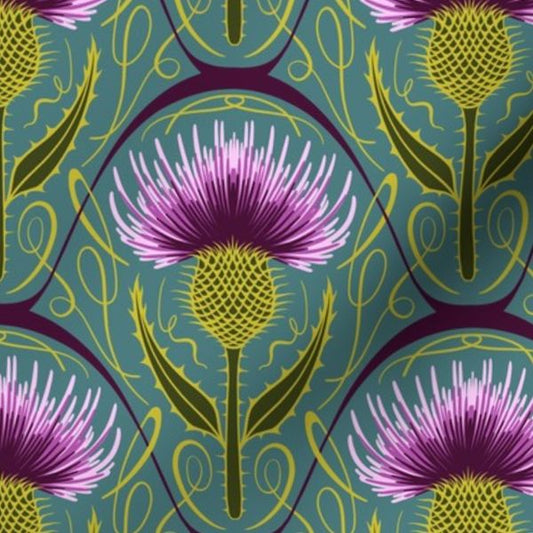 Vibrant Art Nouveau Scottish Thistle