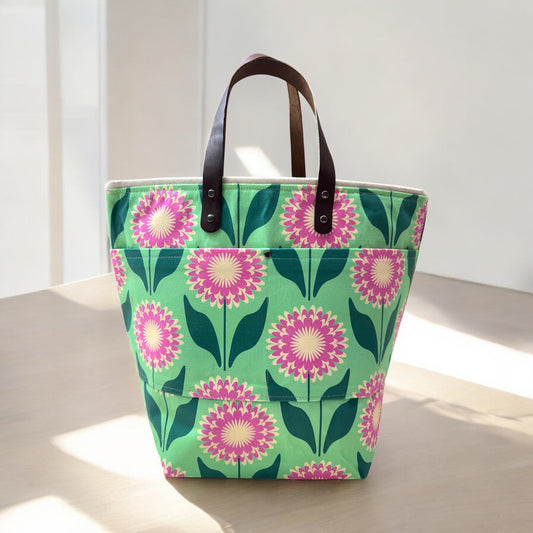 Bold Geometric Zinnia-Mint and Pink-All over