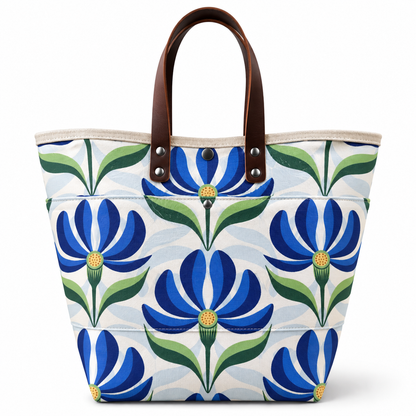Retro Floral in Royal Blue Green