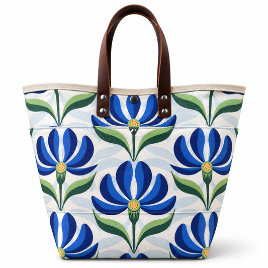 Retro Floral in Royal Blue Green