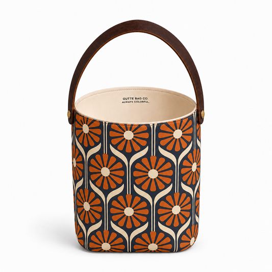 Gussie Sock-Retro Daisies-Orange