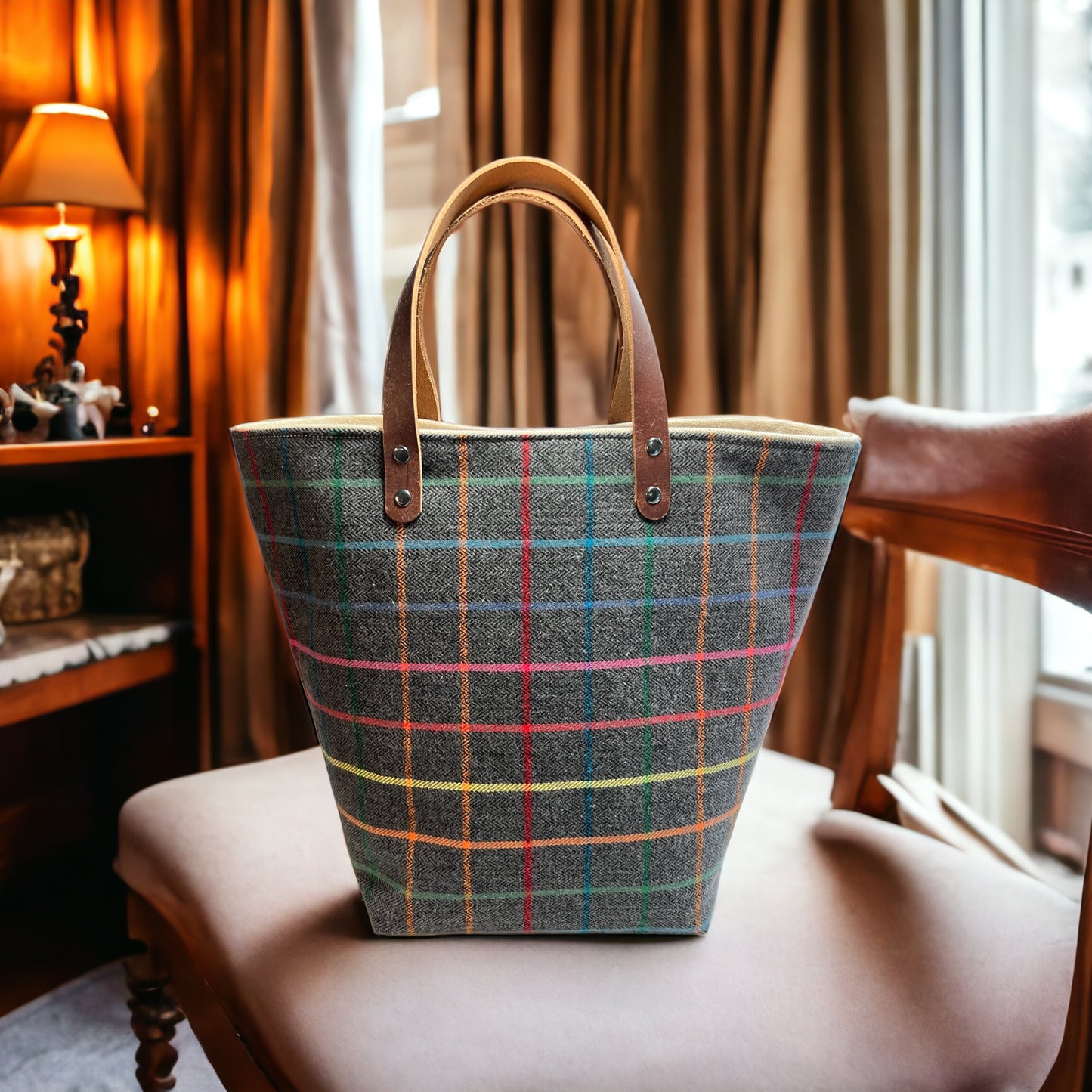 Gussie Grey Tweed Rainbow Tote